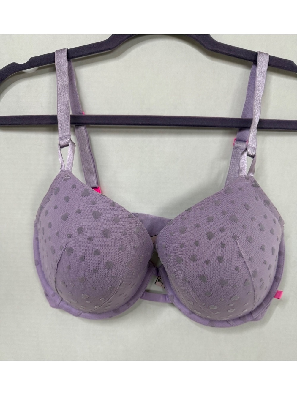 Victoria's Secret Light Purple Demi Bra with Heart Pattern